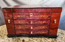 Vintage Jere Luxury High Gloss Locking Lux Floral Design Jewelry Box With Key  picture
