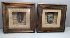 Lot of two african ceremonial art pieces in shadow box home decor picture