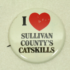 Vtg Sullivan County NY Catskills Souvenir Button Collectible Pin I Heart Love picture