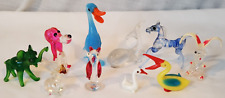 VINTAGE Miniature Animals Hand Blown Art Glass Tiny Figures 1''-2.5'' Lot Of 10 picture