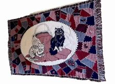 Vintage 1990 Cat Afghan Blanket Through 45“ X 65” Fun picture