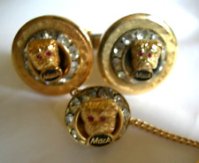 Vintage Mack Truck Bulldog Collectable Gold Tone Cuff Links & Tie Pin picture