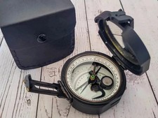 Vintage Brunton Style Geological Survey Transit Compass w/ Case & Manual 3'' picture