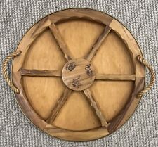 Vintage Western style Wagon Wheel Wooden round tray serving tray wall home decor picture