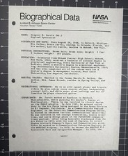 1985 NASA Gregory B. Jarvis Official Bio Data Sheet STS 51-D picture