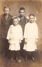 RPPC Four Well Dressed Children Two Boys Two Girls c1910 Vintage Postcard 9125 picture