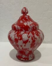 Stunning Vintage Kralik Art Glass Czech Splash Glass Candy Jar Abstract Art Red picture