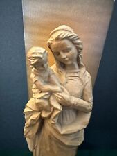 Vintage Lovely ANRI Italian Wood Carved Virgin Mary Our Lady Madonna Jesus statu picture