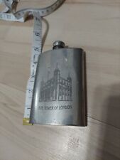 Vintage ENGLISH PEWTER Hip Flask Sheffield England H.M Tower of London picture