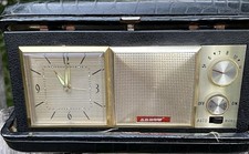 Vintage Arrow Radio Time Travel Alarm Clock Transistor AM Radio Built In Case picture