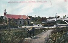 VTG Postcard St. Paul MN Waiting Room Bridge Como Park Trolley Street CAR 1912 picture