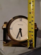 Tiffany & Co. Swiss Desk Clock  Gold Tone  Brass Works PERFECT picture