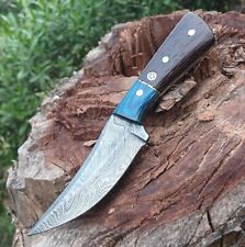 Unique Custom Handmade Damascus Steel Wenge Densified Wood Handle Hunting Knife picture