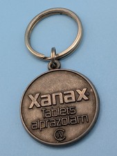 Vintage Xanax Medical Advertising Cast Metal Keychain Drug Rep BRAIN Original picture