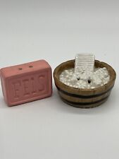 Vintage Enesco Miniature Wash Tub and Soap salt and pepper shakers picture
