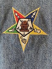 VINTAGE OES Order of the Eastern Star Masonic Denim Jean Button-Up Shirt Top XL picture
