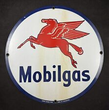 Vintage Mobilgas Mobil Oil Pegasus Porcelain Metal Gas Station Sign picture