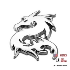 3D Car Stickers And Decals Motorcycle Metal Emblem, Dragon, Silver picture