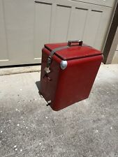 Vintage 1950s Unbranded Red Metal Ice Chest With Tray & Bottle Opener Clean picture