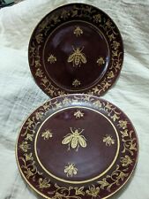 2 Decorative Plates Andrea By Sadek 10 1/4 in Embellished with Gold Bubble Bees picture