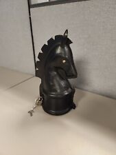 VINTAGE Leather Kounoike Chess Knight Saving Box Piggy Bank 1950s Very Rare picture