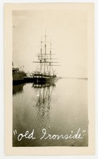 VINTAGE PHOTO "OLD IRONSIDE" USS CONSTITUTION WARSHIP BOAT SNAPSHOT WWII picture