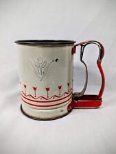 Androck Vintage Country Baking Sifter Handi-Sift Jr. Red White Tulip Tin Kitchen picture