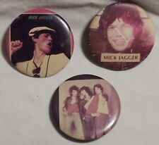 Rare Mick Jagger Rolling Stones Pinback Button Lot of 3 Pins Authentic Originals picture