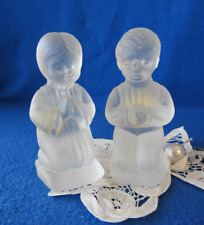 Vnt Goebel Kristallglas West Germany Frosted Glass Praying Boy & Girl Figurines picture