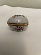 Vintage LIMOGES FRANCE Egg Shaped Floral Trinket Box with Lid picture
