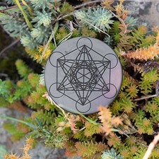 Shungite Rock Round Plate "Metatron" Sticker Authentic Shungite Stone, Tolvu picture
