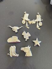Vintage Western Button Covers Horse Steer Boots Hat Saddle Set of 6 Earrings C87 picture