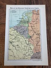 original 1918 print . map of the belgian frontier with forts  picture