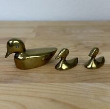 Vintage Solid Brass Ducks - Lot Of 3 - Paper Weight - Decorative - Patina picture