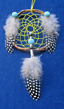 Native American Dreamcatcher Guinea and Turquoise  3 1/2