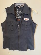 Vintage Harley Davidson Motorcycles Cotton Vest Embroidered Back Zip Front Med picture