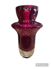 Rare WATERFORD CRYSTAL Marquis Signed Ruby Red Vase Clear Base Vintage 10