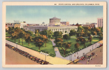 Postcard State Capitol And Grounds, Columbus, Ohio Aerial View Old Cars picture