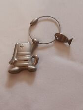Troika Cat With Fish Key Chain Cable Metal Unique Rare (#11) picture
