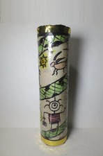 SIGNED WOOLF SOUTHWEST U.S. CAVE DRAWING PETROGLYPHS on HANDMADE PAINTED RATTLE picture
