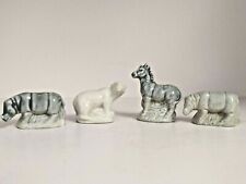 4 Vintage Collectible Wade England Porcelain Miniature Zebra Bear Hippo Rhino picture