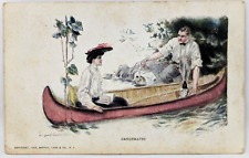 Antique 1909 Edward Gross Howard Christy Canoemates Romance Couple Postcard OC23 picture