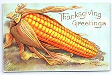 Postcard Thanksgiving Greetings Ear Of Corn Corn Cob Embossed c.1908 picture