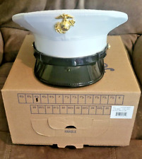 USMC Marine Corps 6 5/8 Enlisted Blues Dress White Cover Hat / Anodized picture