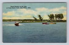 Lake Milton OH-Ohio, Speed Boating On The Lake, Antique, Vintage Postcard picture