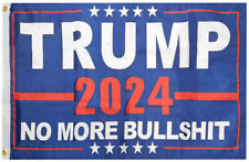 Trump 2024 No More BS Bullsh*t Blue 100D Woven Poly Nylon 5x8 5'x8' Flag Banner picture
