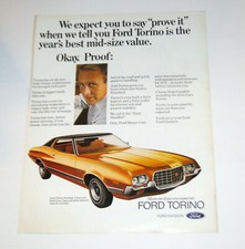 1972 FORD Torino Print Ad 10 x 13 Vintage 1970s Automobile picture