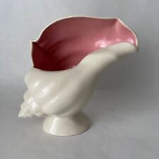 Vintage Planter Vase Sea Shell Cream Pink MCM Art Pottery Drainage picture