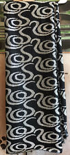 Black Silver Metallic Knit Textile Fabric GROOVY MOD 81” X 64” Vintage 60s 70s picture