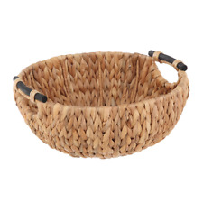 New！Mainstays Natural Woven Water Hyacinth Decorative Bowl with Wooden Handles picture